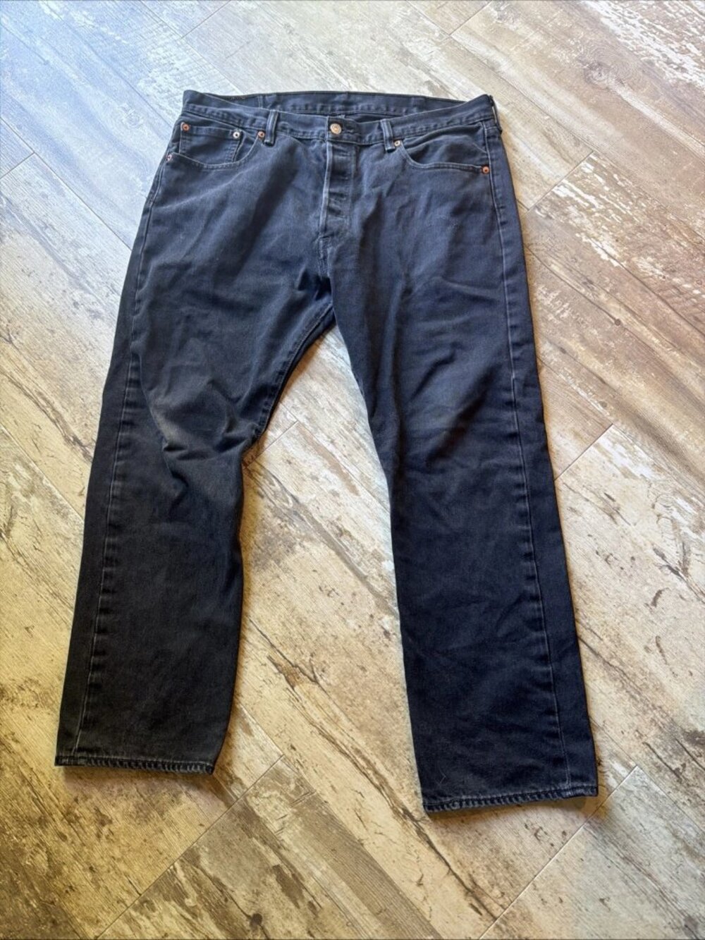LEVI’S 501 Original Fit Black Jeans Straight Leg Button Fly Cotton Men’s 38x29
